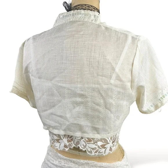 Coquette Womens M Sequin Trim Bolero Jacket Fairy Shrug Cream Angelic - Picture 6 of 9